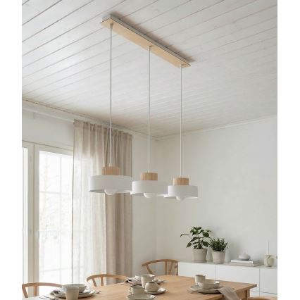 Lestenec na vrvici KIVI 3xE27/15W/230V bela