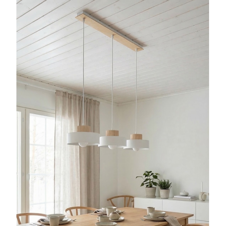 Lestenec na vrvici KIVI 3xE27/15W/230V bela