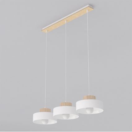Lestenec na vrvici KIVI 3xE27/15W/230V bela