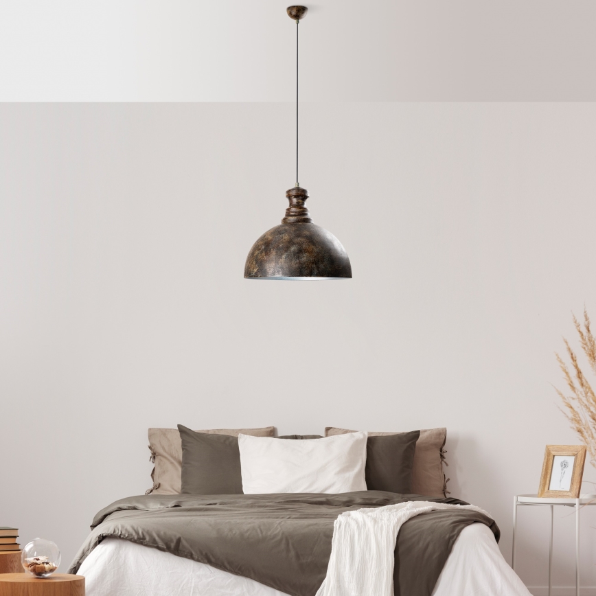 Lestenec na vrvici KURE 1xE27/40W/230V pr. 40 cm siva