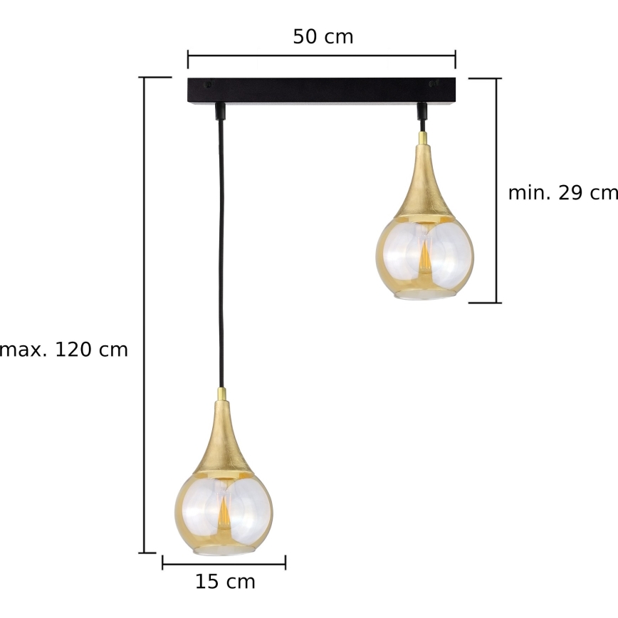 Lestenec na vrvici LACRIMA HONEY 2xE27/60W/230V