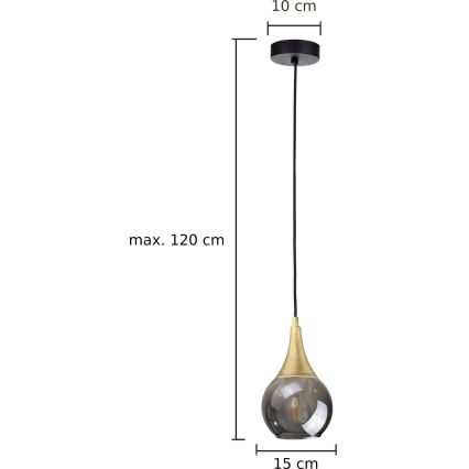 Lestenec na vrvici LACRIMA SMOKY 1xE27/60W/230V