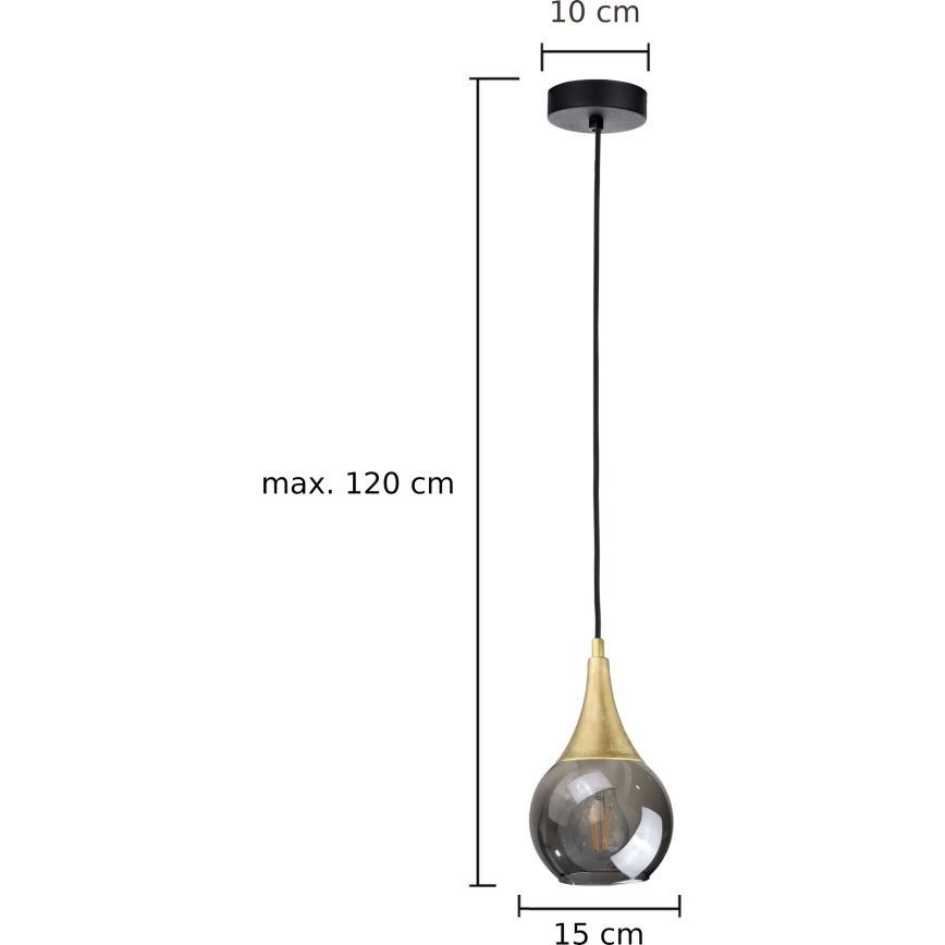 Lestenec na vrvici LACRIMA SMOKY 1xE27/60W/230V