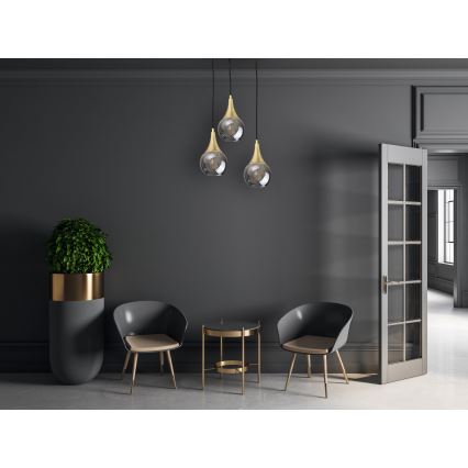Lestenec na vrvici LACRIMA SMOKY 3xE27/60W/230V premer 30 cm