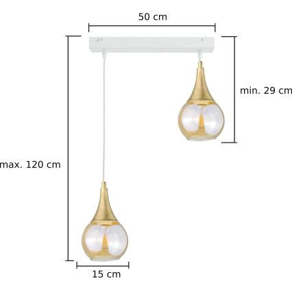 Lestenec na vrvici LACRIMA WHITE 2xE27/60W/230V