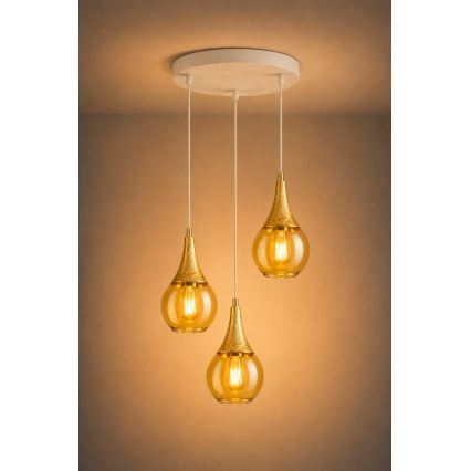 Lestenec na vrvici LACRIMA WHITE 3xE27/60W/230V premer 30 cm