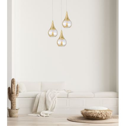 Lestenec na vrvici LACRIMA WHITE 3xE27/60W/230V premer 30 cm