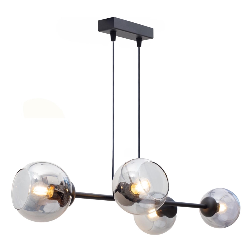 Lestenec na vrvici LATIL 4xE27/60W/230V črna