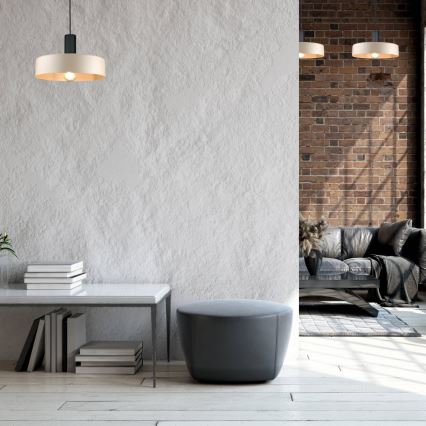 Lestenec na vrvici LATTE 1xE27/60W/230V bež/črna