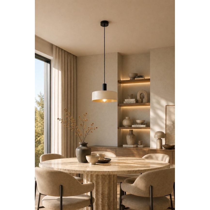 Lestenec na vrvici LATTE 1xE27/60W/230V bež/črna