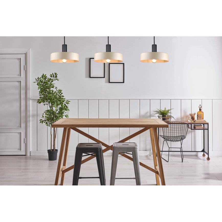 Lestenec na vrvici LATTE 3xE27/60W/230V bež/črna