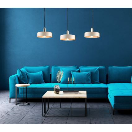 Lestenec na vrvici LATTE 3xE27/60W/230V bež/črna/sijajni krom