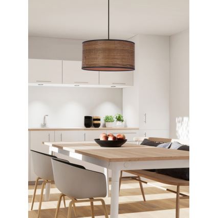 Lestenec na vrvici LEGNO 1xE27/40W/230V pr. 30 cm rjava