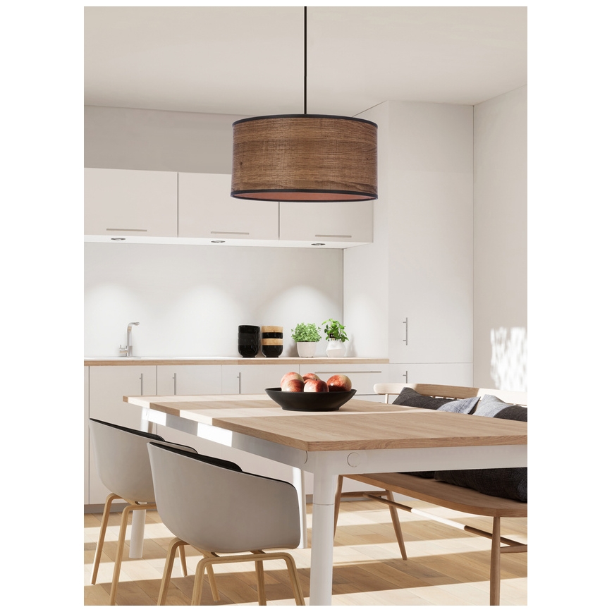 Lestenec na vrvici LEGNO 1xE27/40W/230V pr. 30 cm rjava