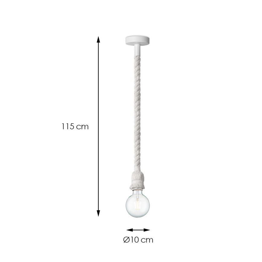 Lestenec na vrvici LEONARDO ROPE 1xE27/10W/230V bela