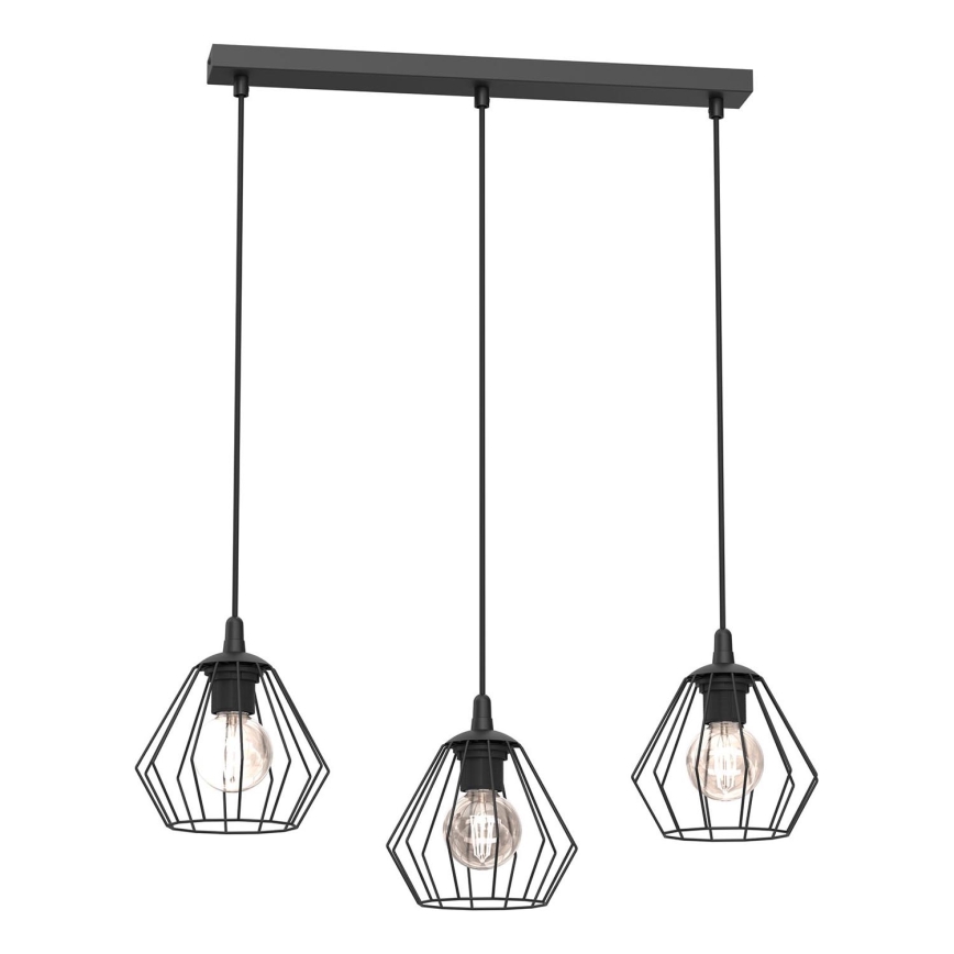 Lestenec na vrvici LETI 3xE27/15W/230W črna