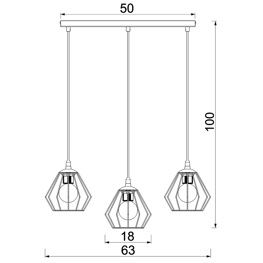 Lestenec na vrvici LETI 3xE27/15W/230W črna