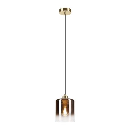Lestenec na vrvici LIAH 1xE27/15W/230V zlata/zadimljeno rjave barve