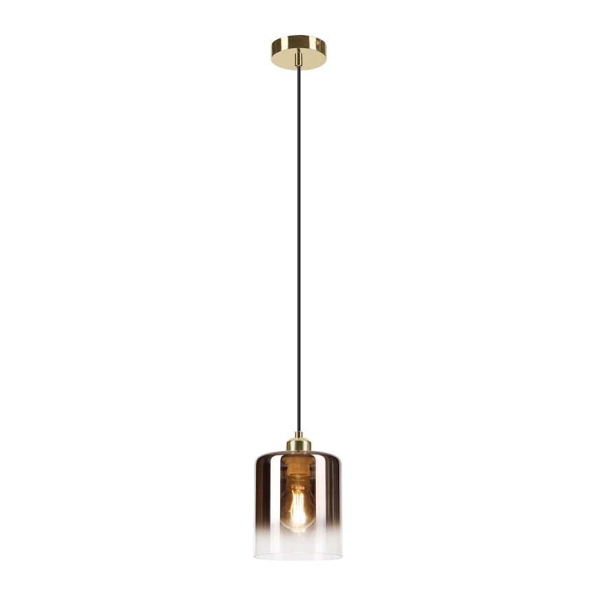 Lestenec na vrvici LIAH 1xE27/15W/230V zlata/zadimljeno rjave barve