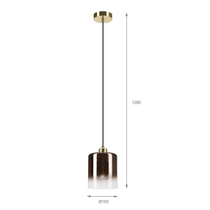 Lestenec na vrvici LIAH 1xE27/15W/230V zlata/zadimljeno rjave barve