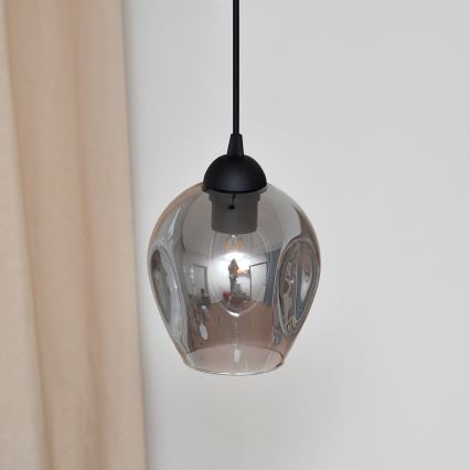 Lestenec na vrvici LILI 1xE27/15W/230V črna/siva