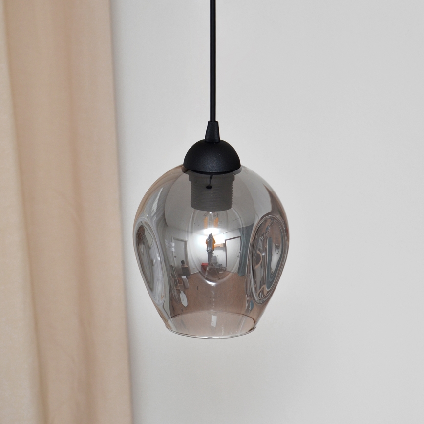 Lestenec na vrvici LILI 1xE27/15W/230V črna/siva