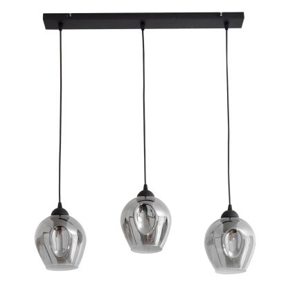 Lestenec na vrvici LILI 3xE27/15W/230V črna/siva