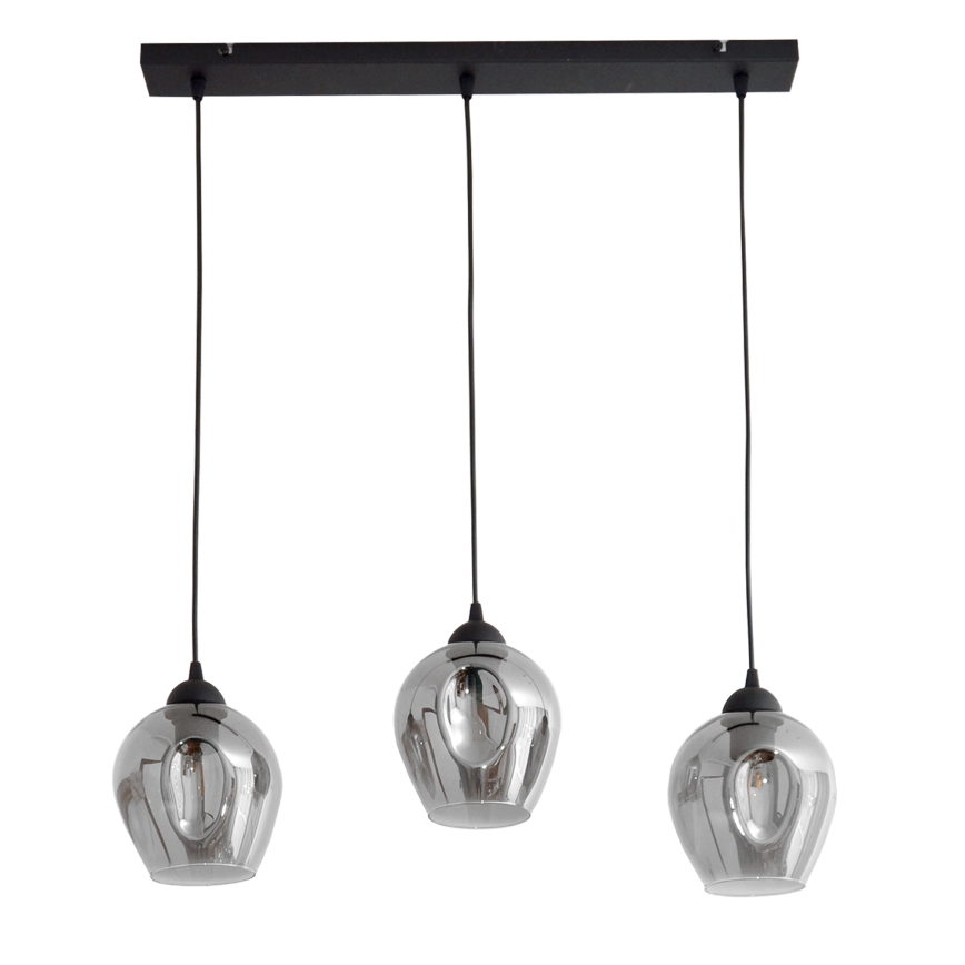 Lestenec na vrvici LILI 3xE27/15W/230V črna/siva