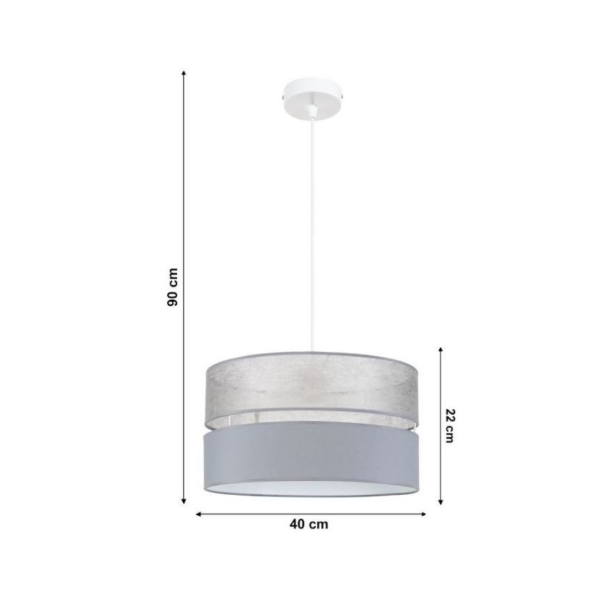 Lestenec na vrvici LIMA 1xE27/60W/230V siv