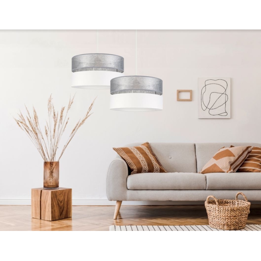 Lestenec na vrvici LIMA 1xE27/60W/230V srebrno/bela