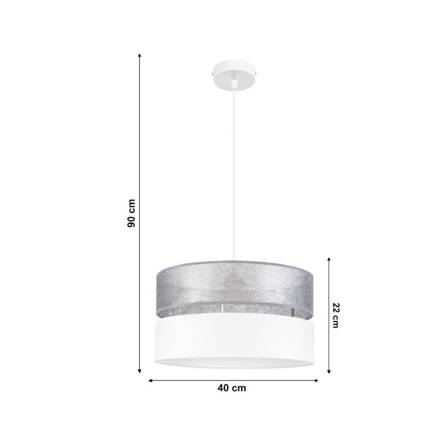 Lestenec na vrvici LIMA 1xE27/60W/230V srebrno/bela