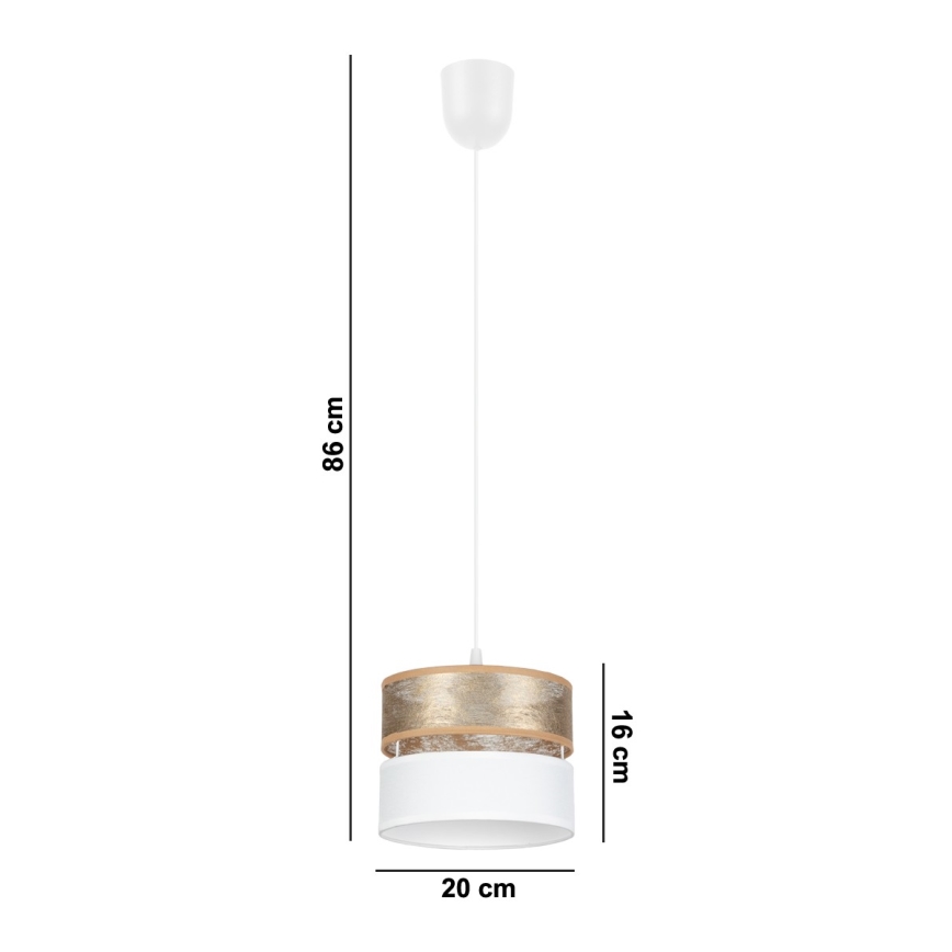 Lestenec na vrvici LIMA 1xE27/60W/230V zlata/bela