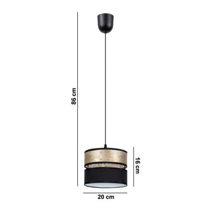 Lestenec na vrvici LIMA 1xE27/60W/230V zlata/črna