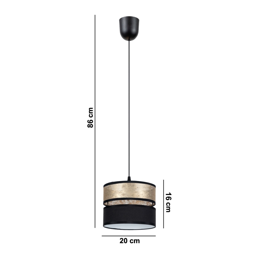 Lestenec na vrvici LIMA 1xE27/60W/230V zlata/črna