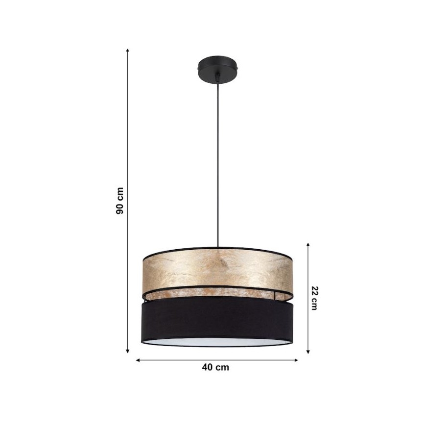 Lestenec na vrvici LIMA 1xE27/60W/230V zlato/črna