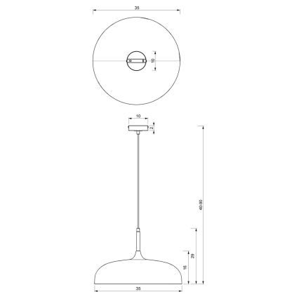 Lestenec na vrvici LINCOLN 1xE27/60W/230V d. 35 cm črna