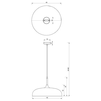 Lestenec na vrvici LINCOLN 1xE27/60W/230V d. 45 cm črna