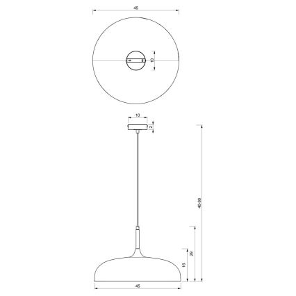 Lestenec na vrvici LINCOLN 1xE27/60W/230V d. 45 cm modra