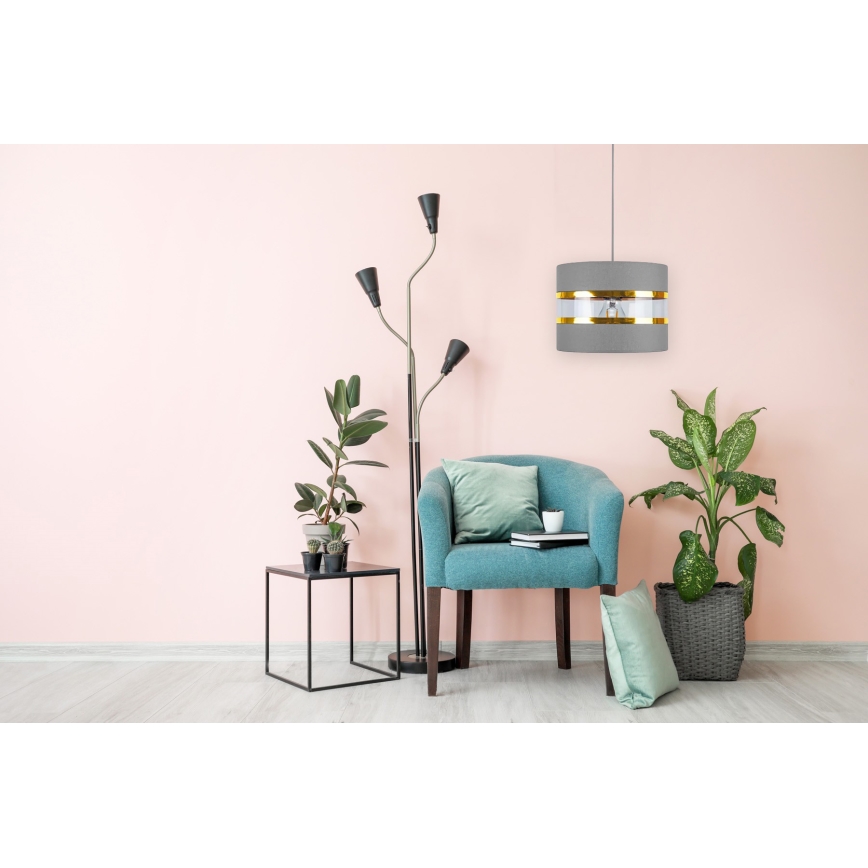 Lestenec na vrvici LIND 1xE27/60W/230V siva