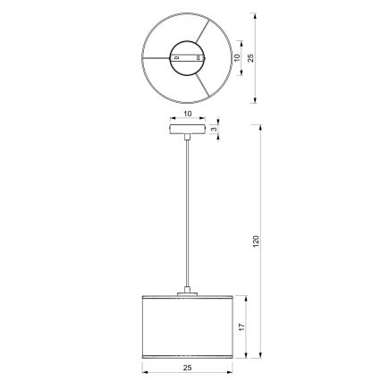 Lestenec na vrvici LOFT SHADE 1xE27/60W/230V pr. 25 cm črna/zlata