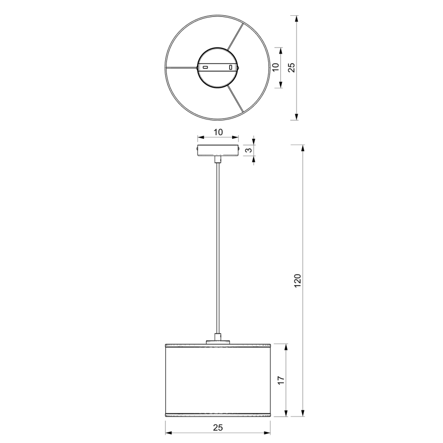 Lestenec na vrvici LOFT SHADE 1xE27/60W/230V pr. 25 cm črna/zlata