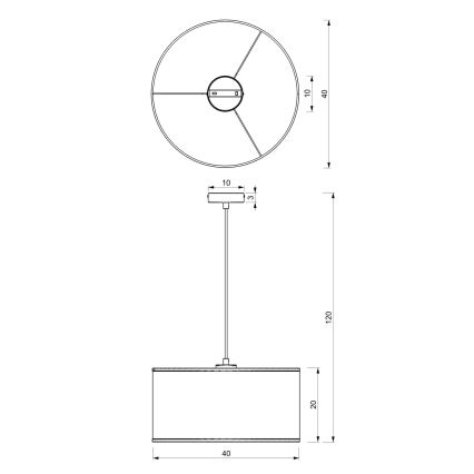 Lestenec na vrvici LOFT SHADE 1xE27/60W/230V pr. 40 cm črna