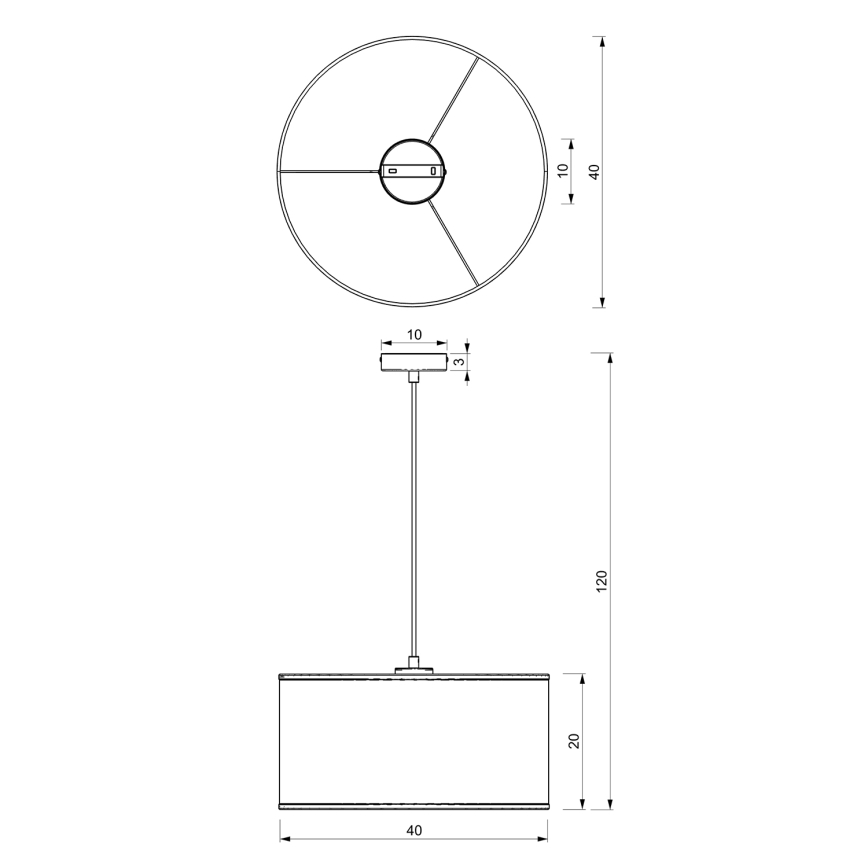 Lestenec na vrvici LOFT SHADE 1xE27/60W/230V pr. 40 cm črna/zlata