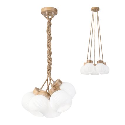 Lestenec na vrvici LOOMIS 5xE27/15W/230V 83 cm bež/hrast