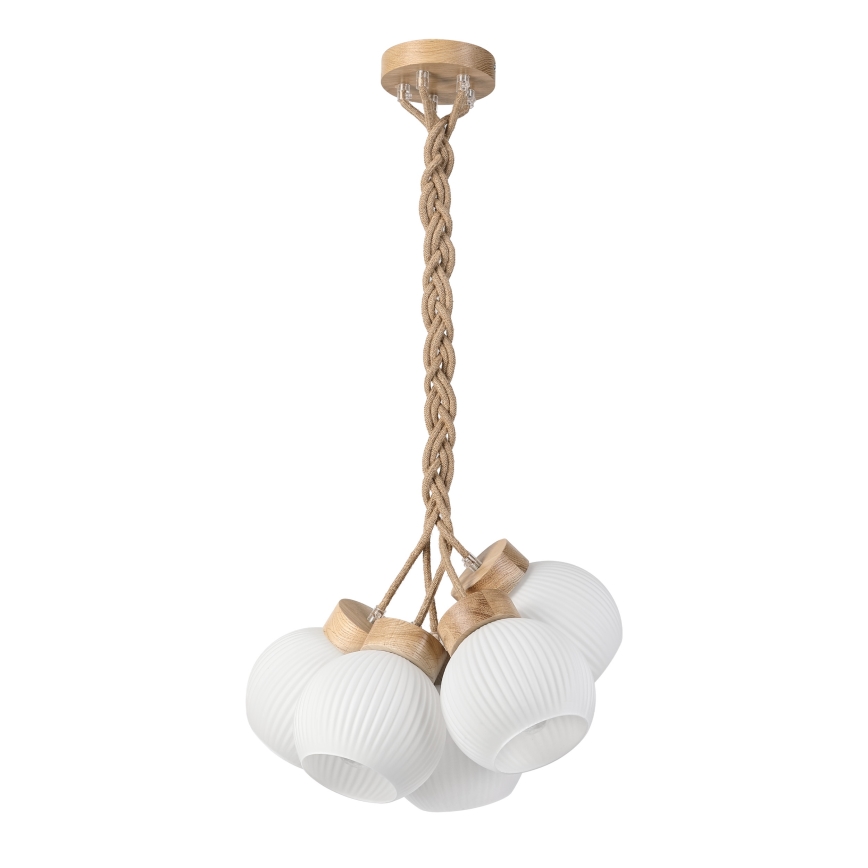 Lestenec na vrvici LOOMIS 5xE27/15W/230V 83 cm bež/hrast
