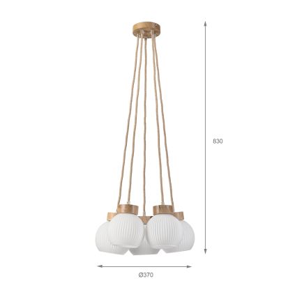 Lestenec na vrvici LOOMIS 5xE27/15W/230V 83 cm bež/hrast