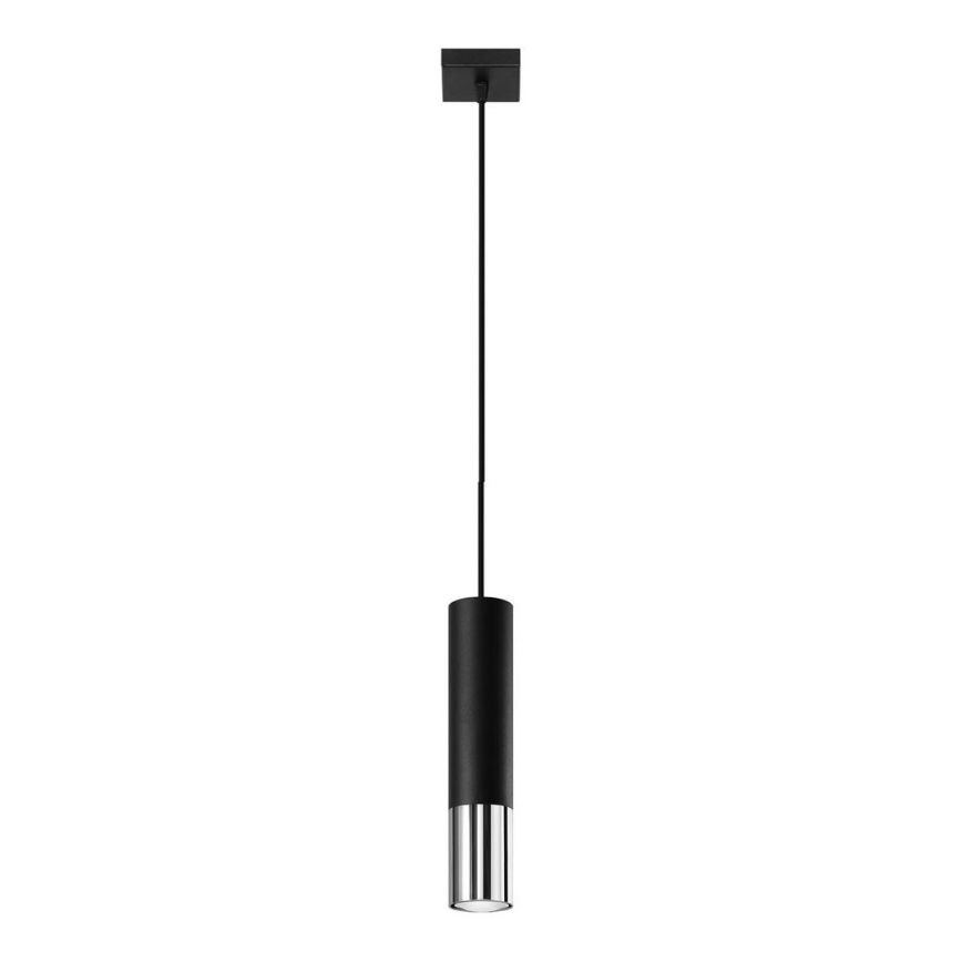 Lestenec na vrvici LOOPEZ 1xGU10/10W/230V črna/sijajni krom