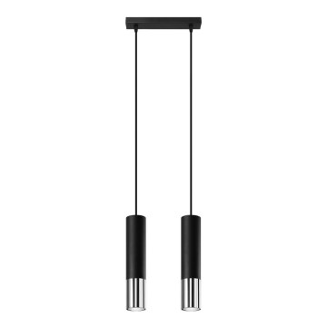 Lestenec na vrvici LOOPEZ 2xGU10/10W/230V črna/sijajni krom