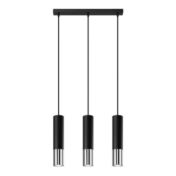 Lestenec na vrvici LOOPEZ 3xGU10/10W/230V črna/sijajni krom