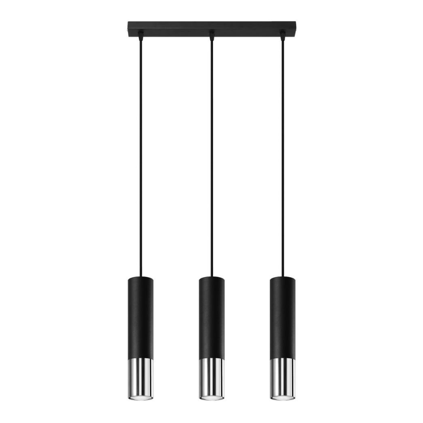 Lestenec na vrvici LOOPEZ 3xGU10/10W/230V črna/sijajni krom